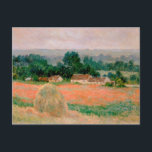 Haystack at Giverny - Claude Monet - 1886 Postcard<br><div class="desc">Show people your style and refinement with this reproduction of a fine art piece entitled "Haystack at Giverny" by Claude Monet. Landscape showing a haystack in a field with a farmhouse in the background. Painted circa 1886.</div>