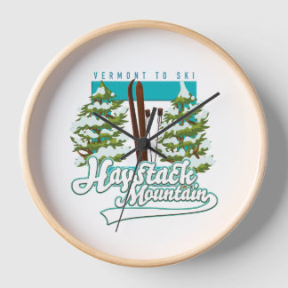 Haystack Mountain Vermont USA Ski logo Clock