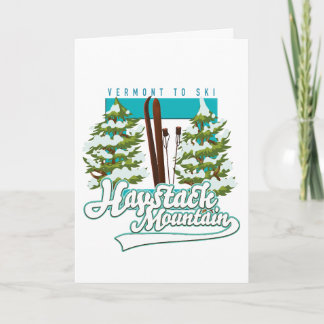 Haystack Mountain Vermont USA Ski logo Holiday Card