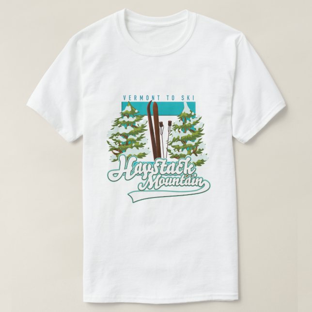 Haystack Mountain Vermont USA Ski logo T-Shirt (Design Front)