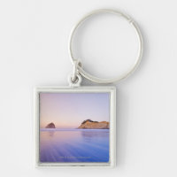 Haystack Rock At Dawn Blurred Blue Purple Waves