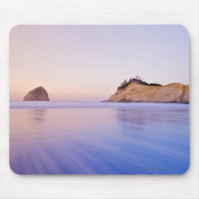 Haystack Rock At Dawn Blurred Blue Purple Waves Mouse Mat (Front)