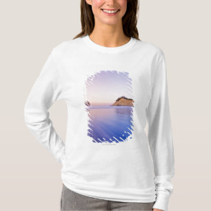 Haystack Rock At Dawn Blurred Blue Purple Waves T-Shirt