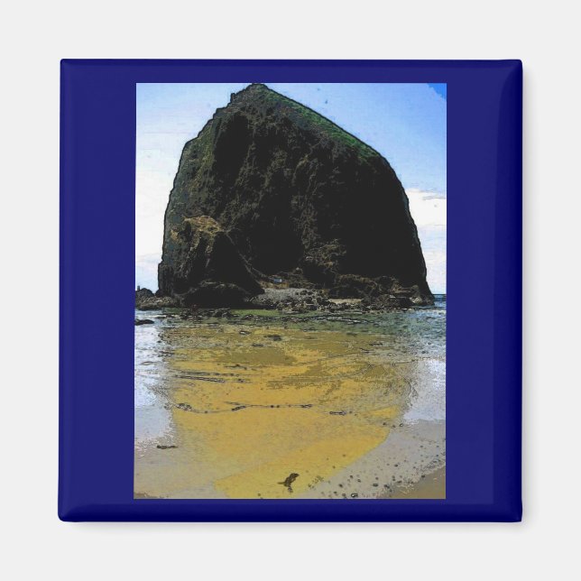Haystack Rock Oil Painting Magnet (Front)