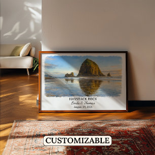 Haystack Rock Oregon Poster, Cannon Beach Custom Poster