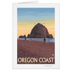 Haystack Rock Vintage Travel Poster