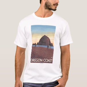 Haystack Rock Vintage Travel Poster T-Shirt
