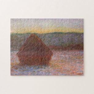 Haystack Thaw Sunset Monet Fine Art Jigsaw Puzzle