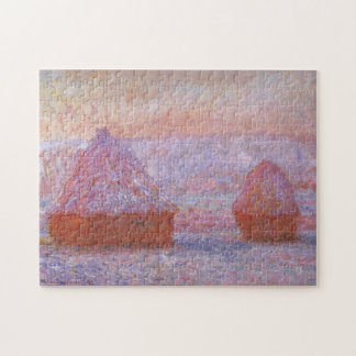 Haystacks Giverny Morning Effect Monet Fine Art Jigsaw Puzzle