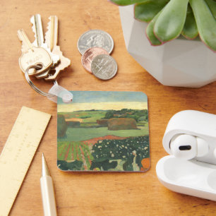Haystacks in Brittany by Paul Gauguin, Vintage Art Key Ring