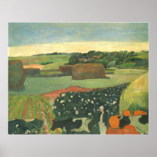 Haystacks in Brittany by Paul Gauguin, Vintage Art Poster