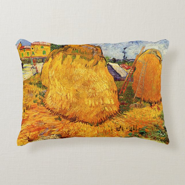 Haystacks in Provence by Vincent van Gogh Decorative Cushion (Front)