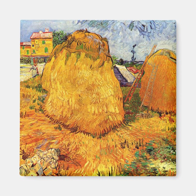 Haystacks in Provence by Vincent van Gogh Magnet (Front)