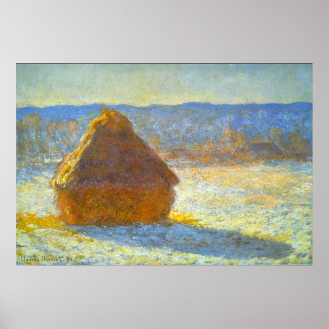 Haystacks in Snow by Claude Monet Poster (Front)
