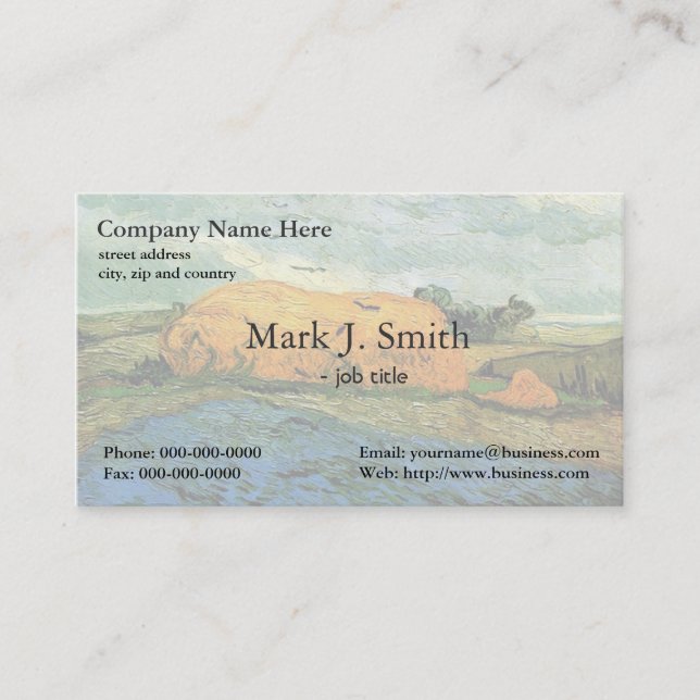 Haystacks under a Rainy Sky by Vincent van Gogh. Business Card (Front)