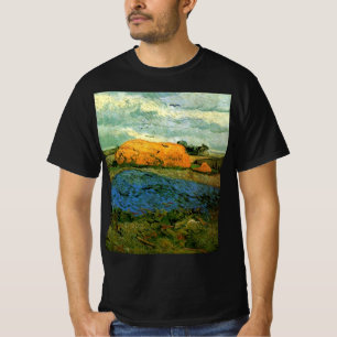 Haystacks Under a Rainy Sky by Vincent van Gogh T-Shirt