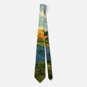 Haystacks Under a Rainy Sky by Vincent van Gogh Tie