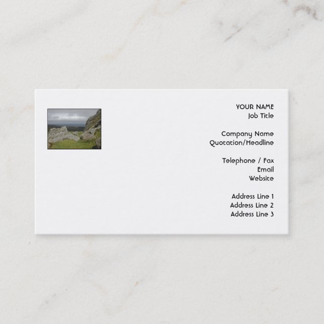 Haytor. Rocks in Devon England. On White. Business Card (Front)