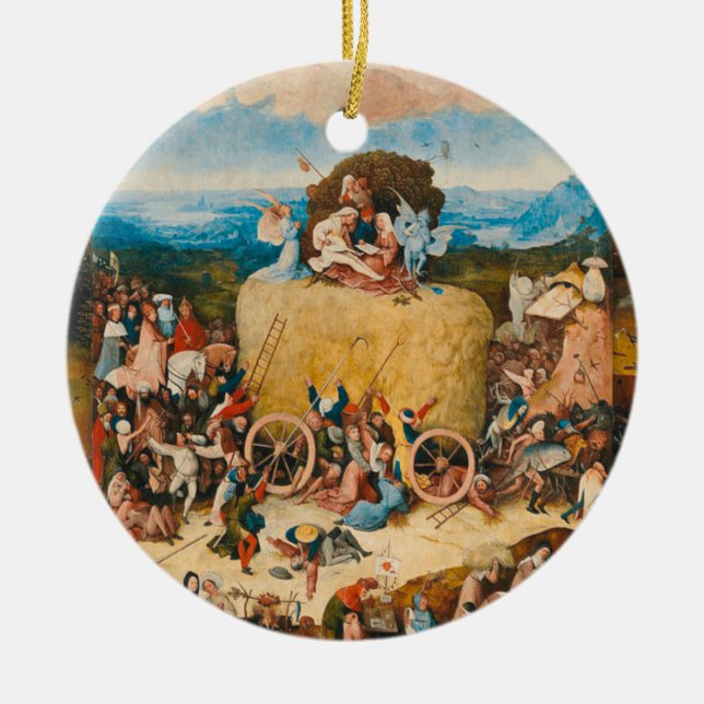Haywain Triptych - Hieronymus Bosch Ceramic Tree Decoration (Front)