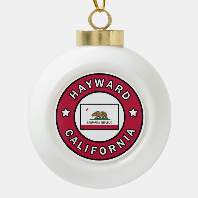Hayward California Ceramic Ball Christmas Ornament (Front)