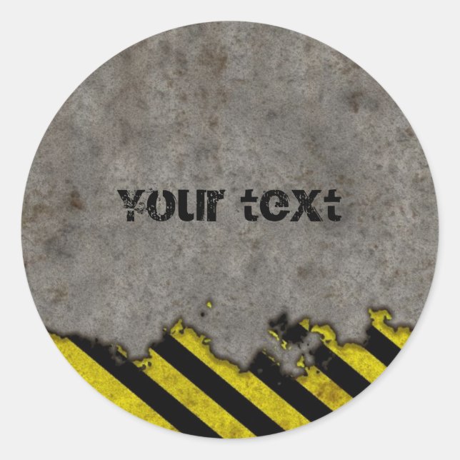 Hazard Stripes Design Classic Round Sticker (Front)