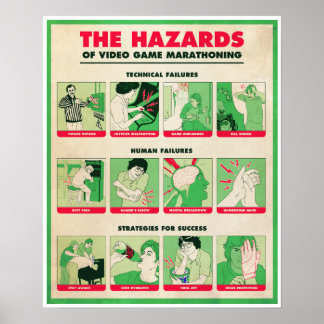HAZARDS OF VIDEO GAME MARATHONING Poster