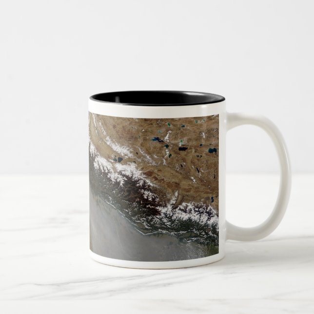 Haze along the Himalaya Mountains Two-Tone Coffee Mug (Right)