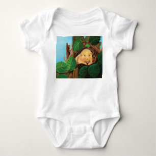 Hazel dormouse eating hazelnut  baby bodysuit
