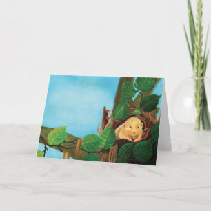 Hazel dormouse eating hazelnut  card
