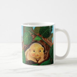 Hazel dormouse eating hazelnut  coffee mug