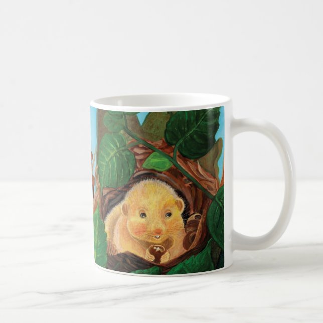 Hazel dormouse eating hazelnut  coffee mug (Right)