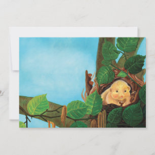 Hazel dormouse eating hazelnut invitation