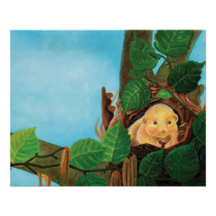 Hazel dormouse eating hazelnut  poster