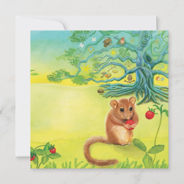 Hazel Dormouse Eating Wild Strawberry  (Front)