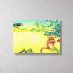 Hazel Dormouse Eating Wild Strawberry  Canvas Print