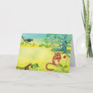 Hazel Dormouse Eating Wild Strawberry  Card