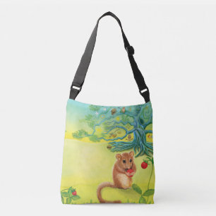 Hazel Dormouse Eating Wild Strawberry  Crossbody Bag