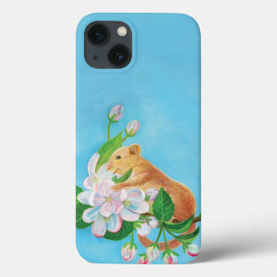 Hazel Dormouse on a blooming branch iPhone 13 Case