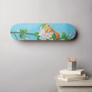 Hazel Dormouse on a blooming branch  Skateboard