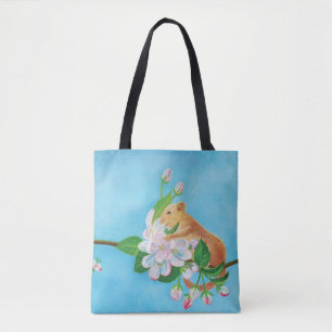 Hazel Dormouse on a blooming branch Tote Bag