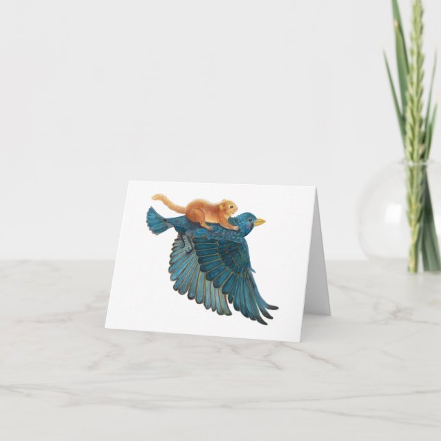 Hazel dormouse & Starling flying   Card (Front)