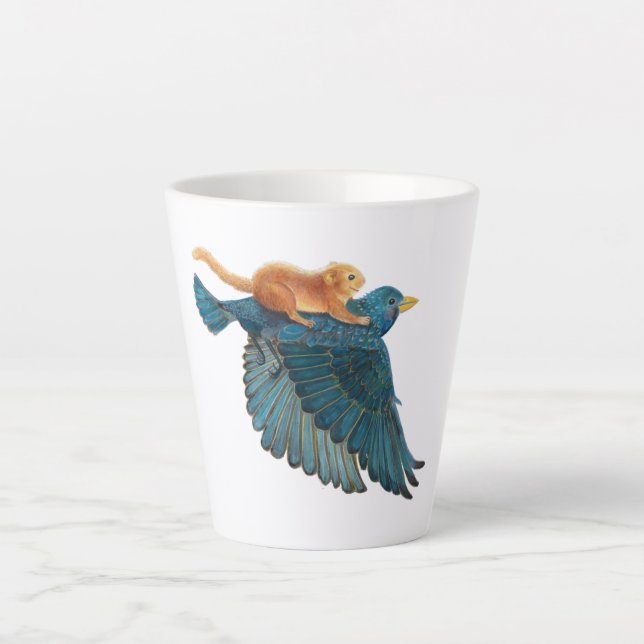 Hazel dormouse & Starling flying   Latte Mug (Front)
