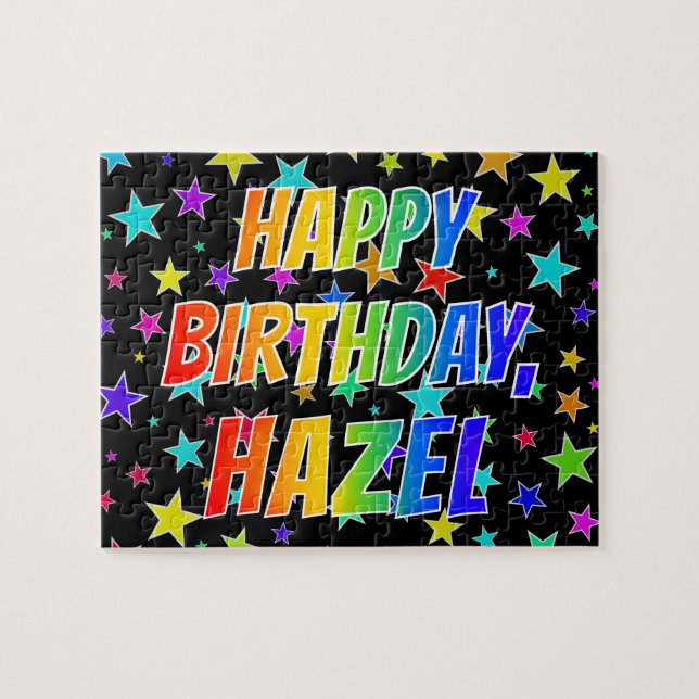 "HAZEL" First Name, Fun "HAPPY BIRTHDAY" Jigsaw Puzzle (Horizontal)