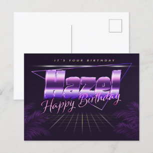Hazel Name Vorname lila Postkarte Geburtstag Postcard
