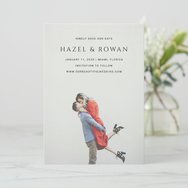 Hazel Photo Modern Wedding Save The Date (Standing Front)