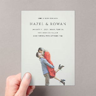 Hazel Photo Modern Wedding Save the Date Acrylic Invitations