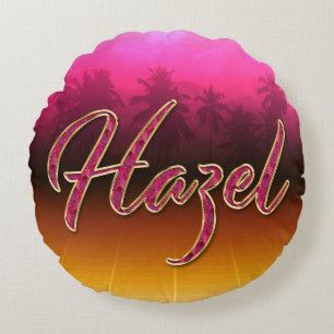 Hazel Vorname Name golden pink Kissen Round Cushion