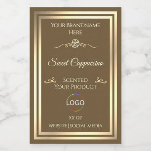 Hazelnut Brown Product Label Gold Frame with Logo