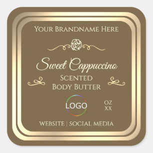 Hazelnut Brown Product Label Gold Frame with Logo