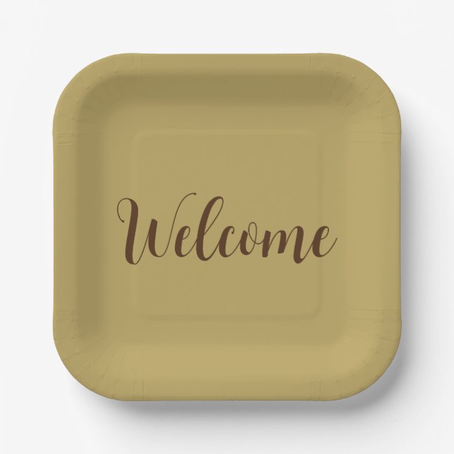 Hazelnut Colour Welcome Professional Name Template Paper Plate (Front)